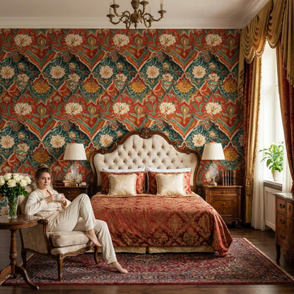 Floral Damask Wallpaper Vintage Eclectic Wall Mural