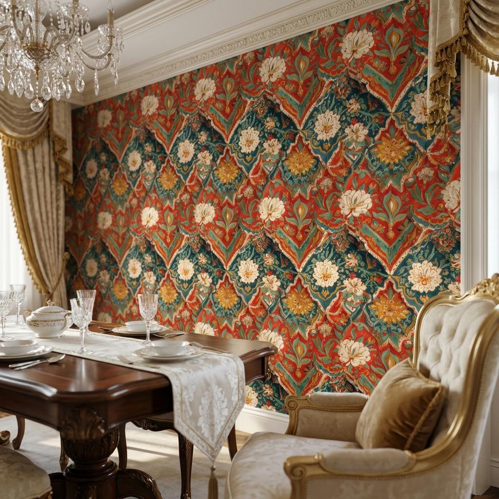 Floral Damask Wallpaper Vintage Eclectic Wall Mural