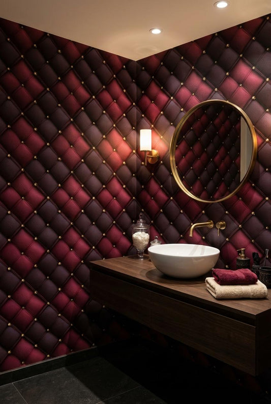 Geometric Wallpaper Quilted Red Wall Mural