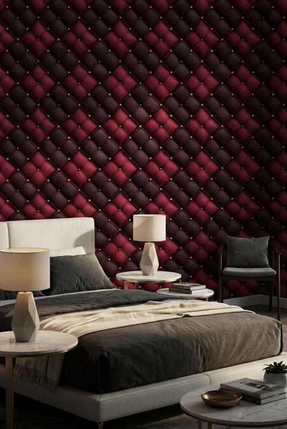 Geometric Wallpaper Quilted Red Wall Mural