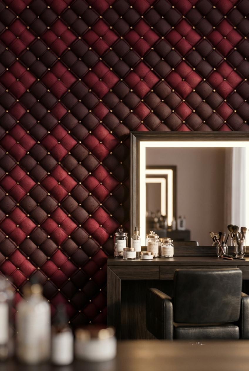 Geometric Wallpaper Quilted Red Wall Mural