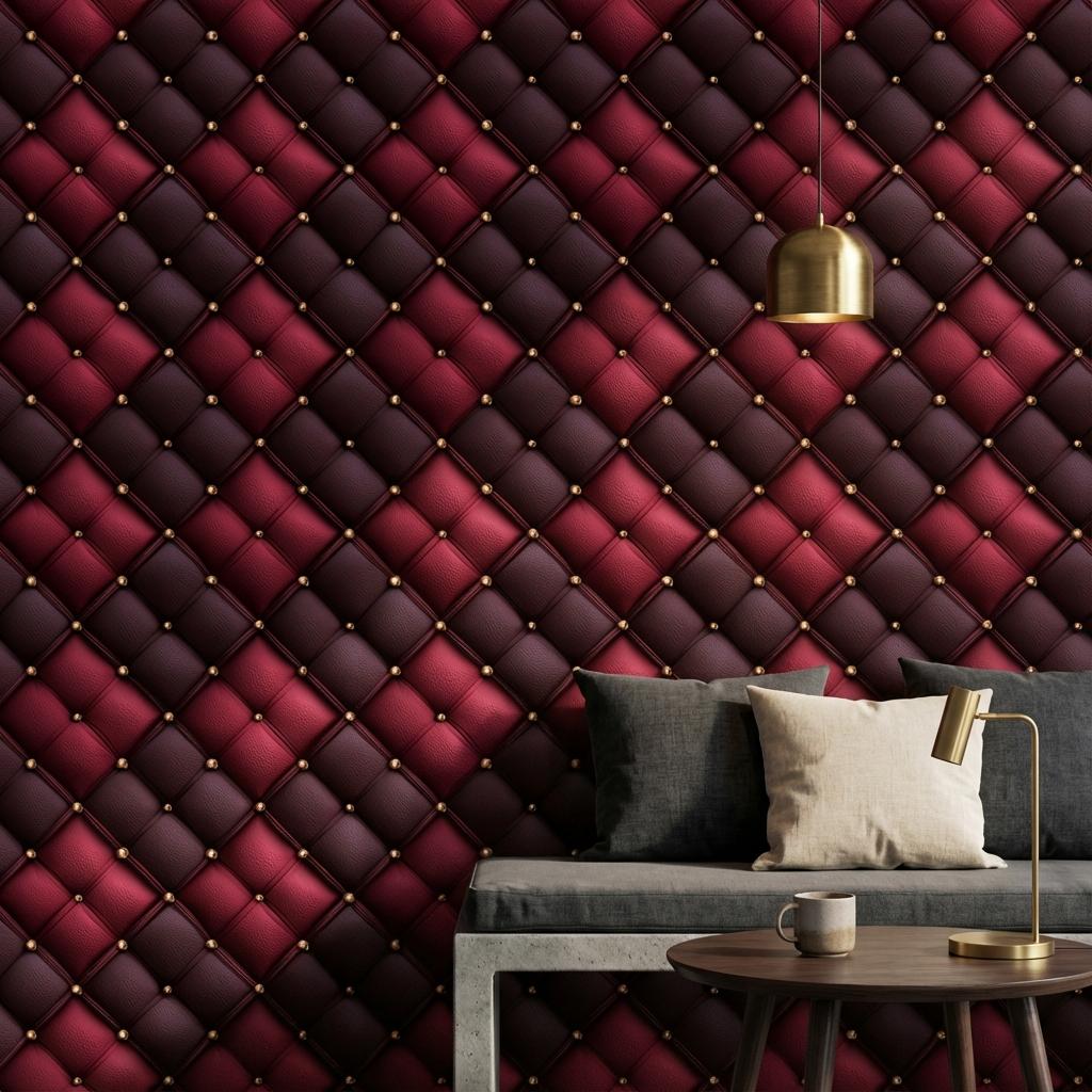 Geometric Wallpaper Quilted Red Wall Mural