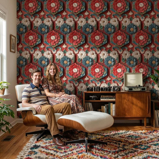 Floral Wallpaper Vintage Geometric Wall Mural