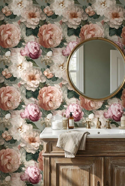 Vintage Floral Wallpaper Elegant Pink Wall Mural