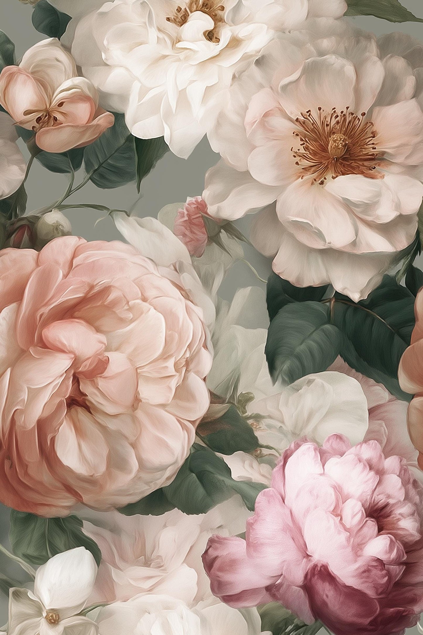 Vintage Floral Wallpaper Elegant Pink Wall Mural