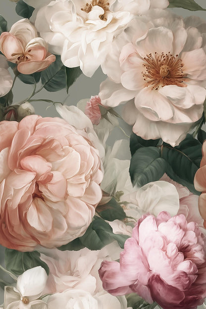 Vintage Floral Wallpaper Elegant Pink Wall Mural