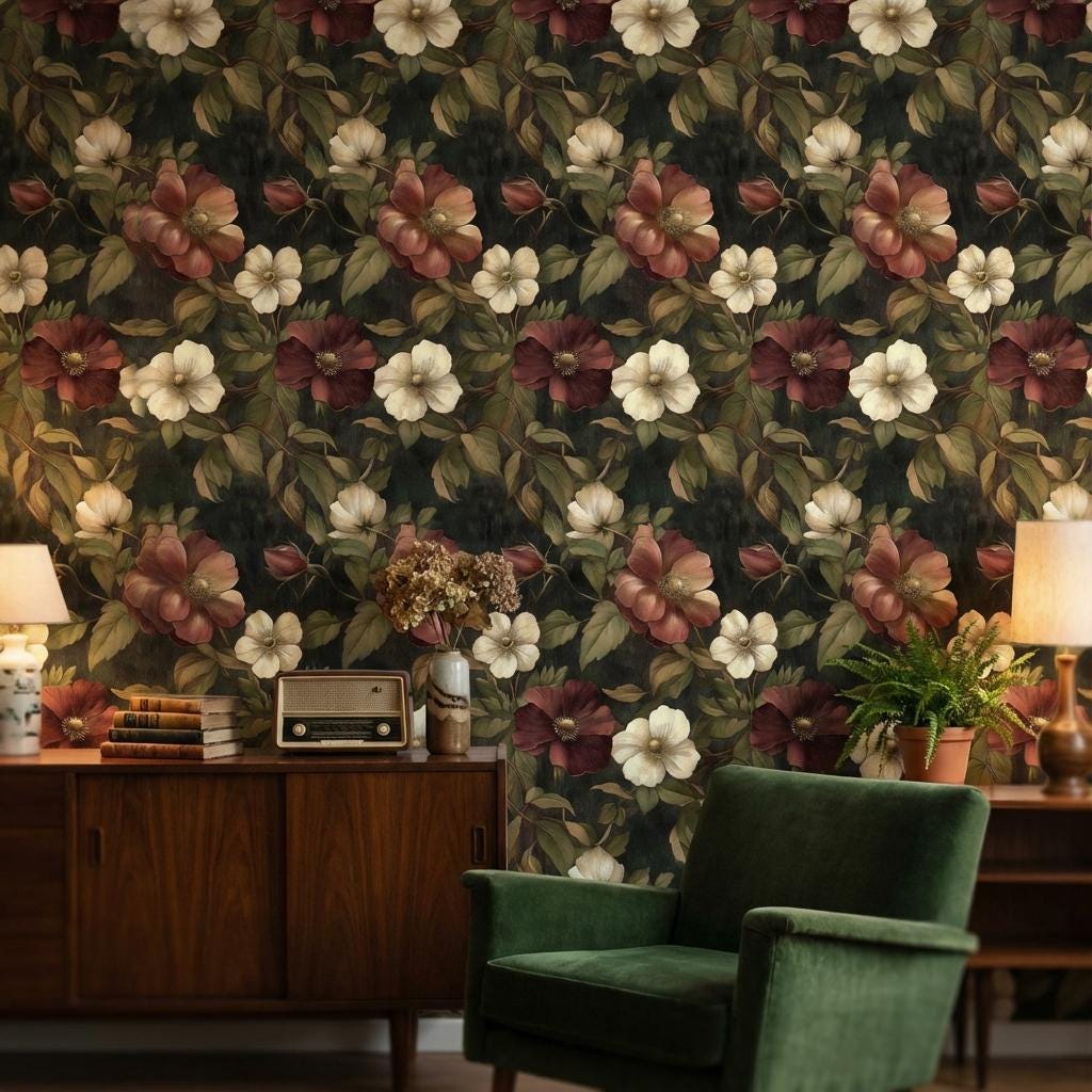 Floral Wallpaper Vintage Botanical Wall Mural