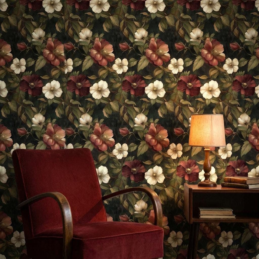 Floral Wallpaper Vintage Botanical Wall Mural