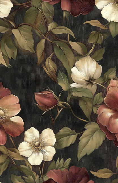 Floral Wallpaper Vintage Botanical Wall Mural