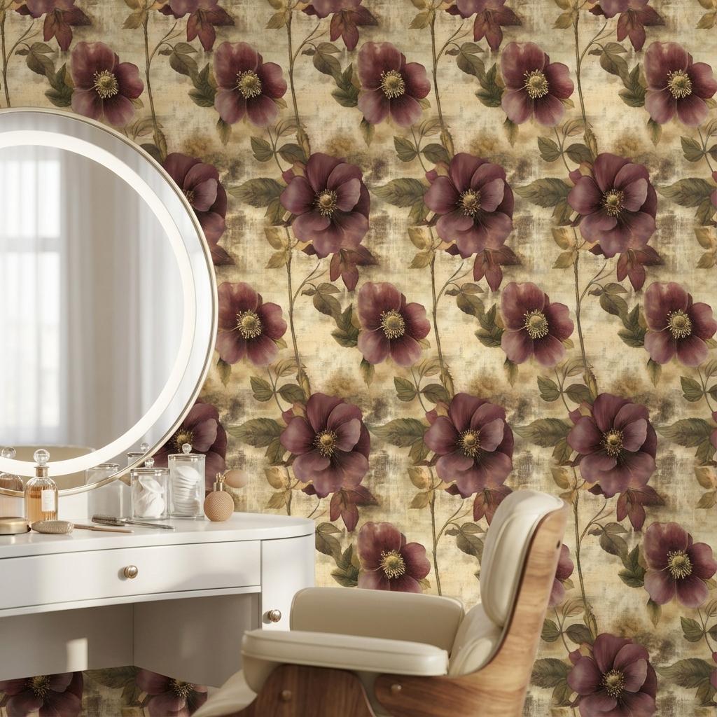 Floral Wallpaper Vintage Elegant Wall Mural