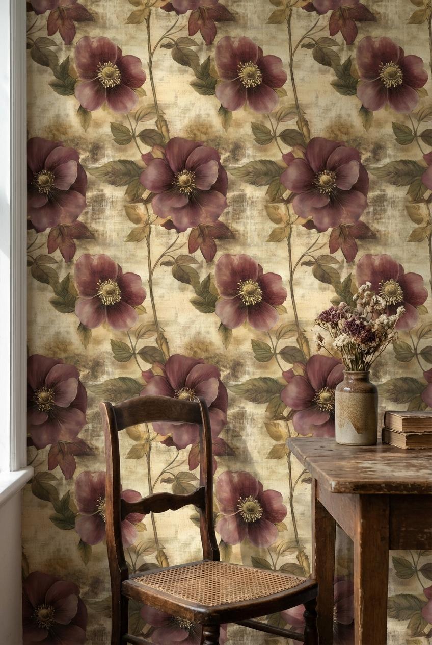 Floral Wallpaper Vintage Elegant Wall Mural