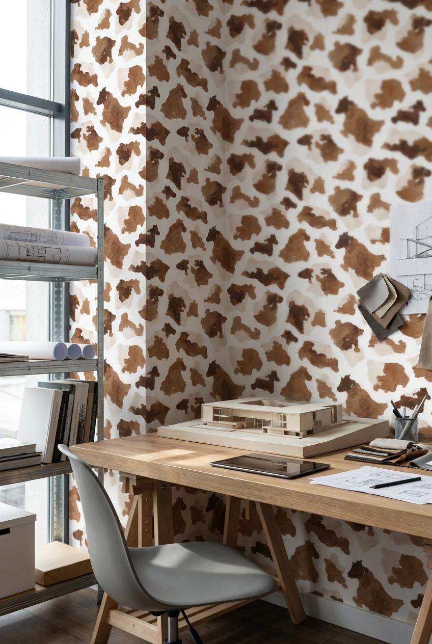 White Background Wallpaper Abstract Brown Wall Mural