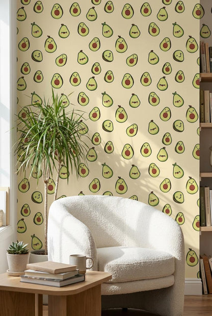 Avocado Wallpaper Cartoon Playful Wall Mural