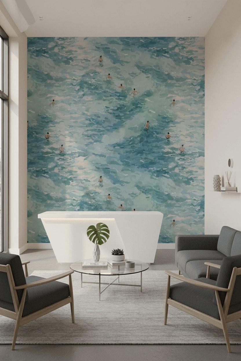 Swimming Wallpaper Abstract Blue Wall Mural