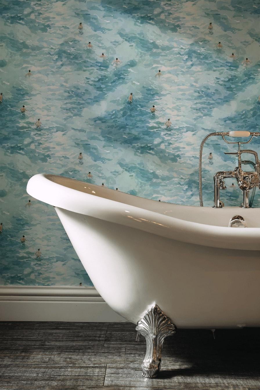 Swimming Wallpaper Abstract Blue Wall Mural