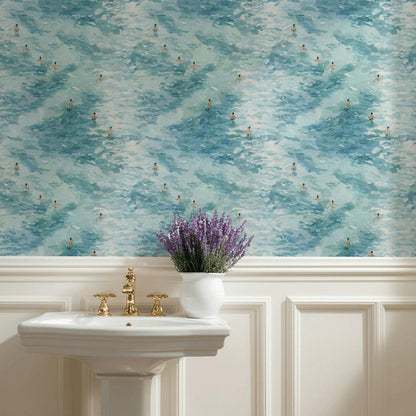 Swimming Wallpaper Abstract Blue Wall Mural