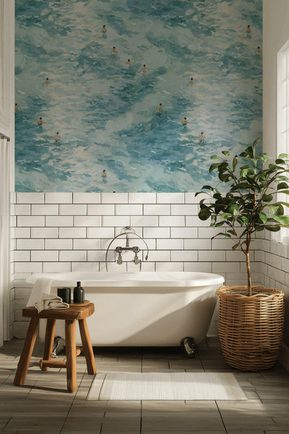 Swimming Wallpaper Abstract Blue Wall Mural