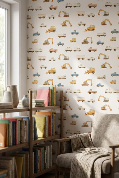 Construction Vehicles Wallpaper Trucks Excavators Wall Mural