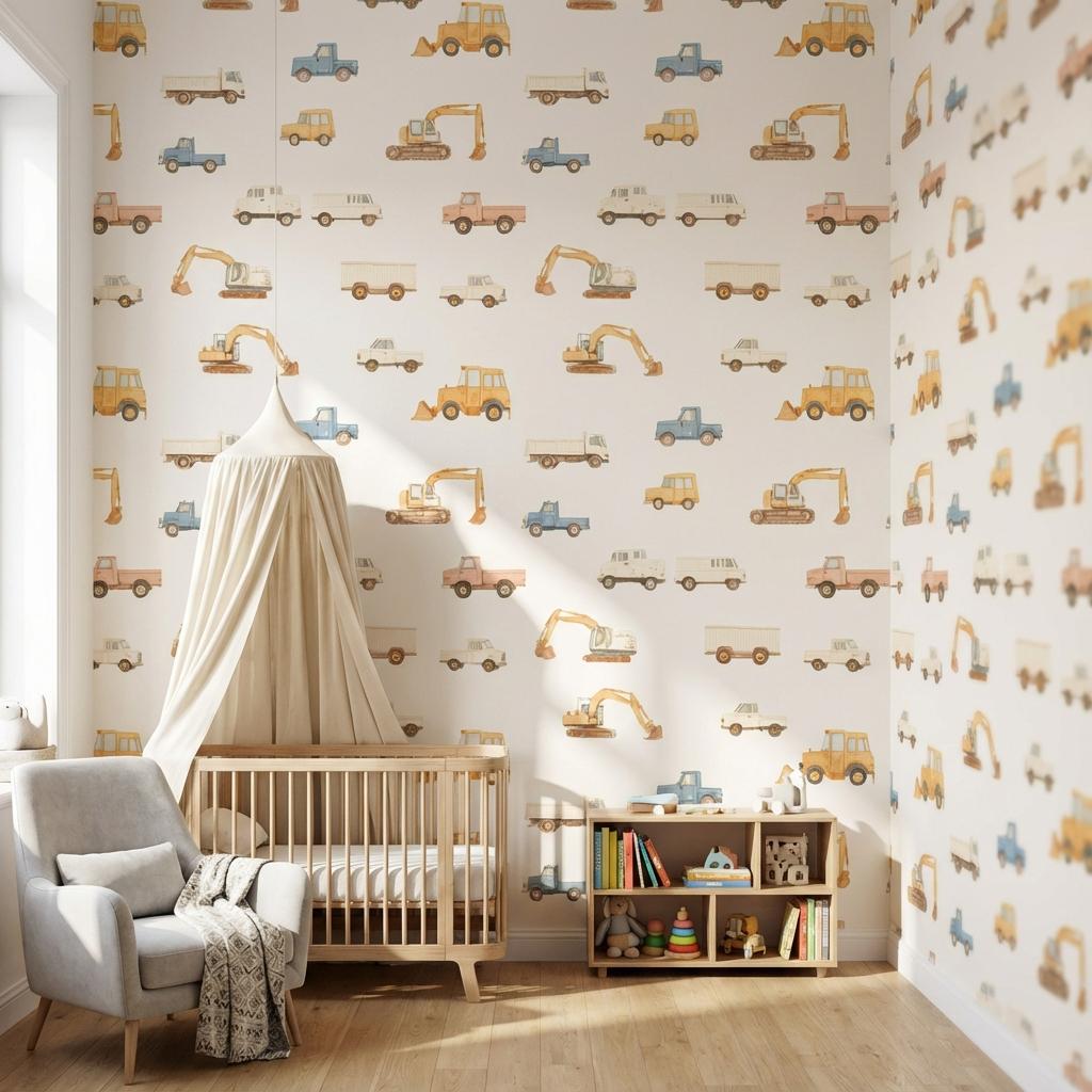 Construction Vehicles Wallpaper Trucks Excavators Wall Mural