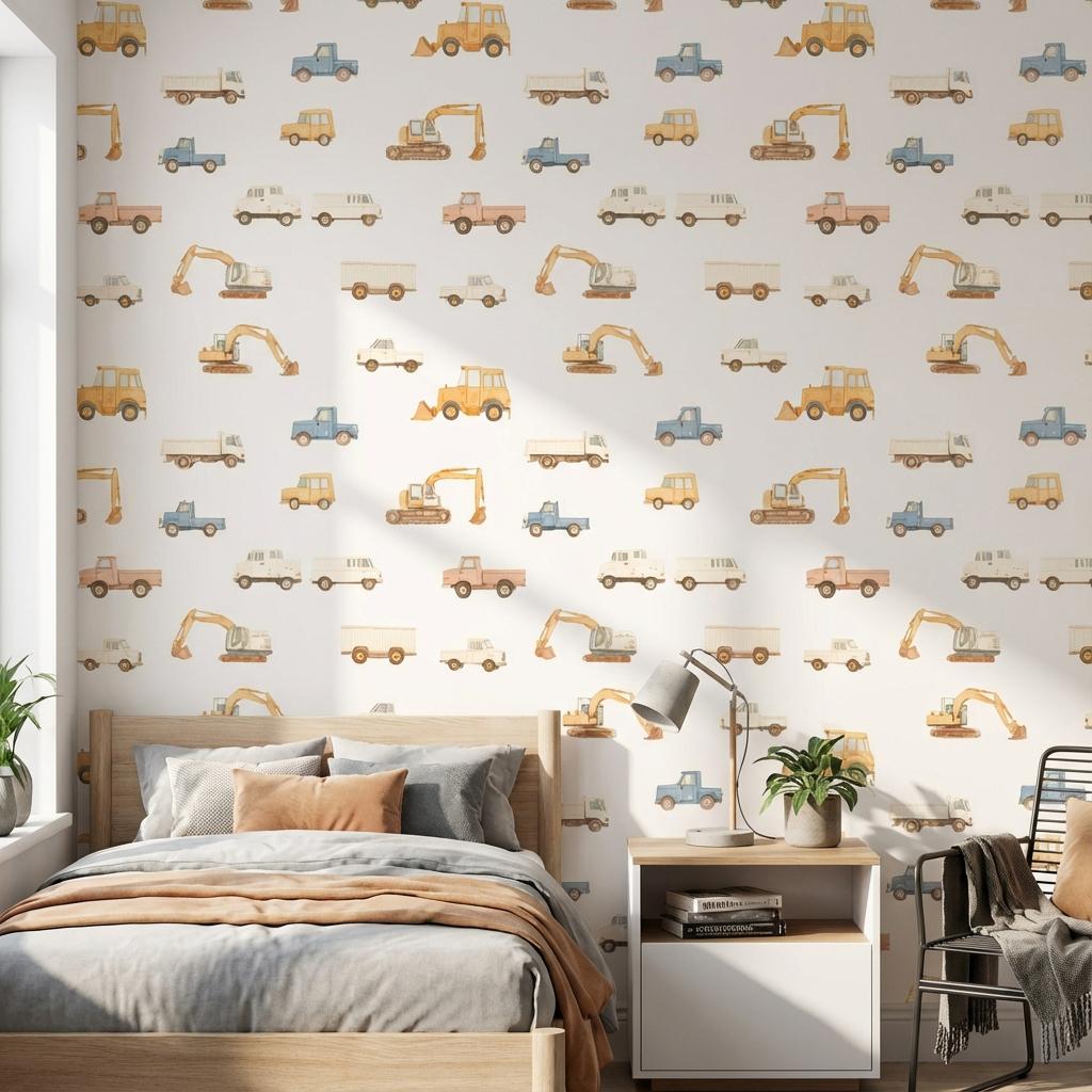 Construction Vehicles Wallpaper Trucks Excavators Wall Mural