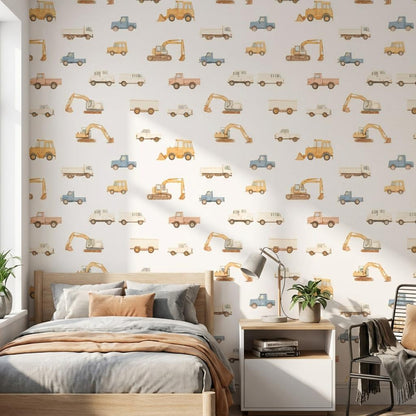 Construction Vehicles Wallpaper Trucks Excavators Wall Mural
