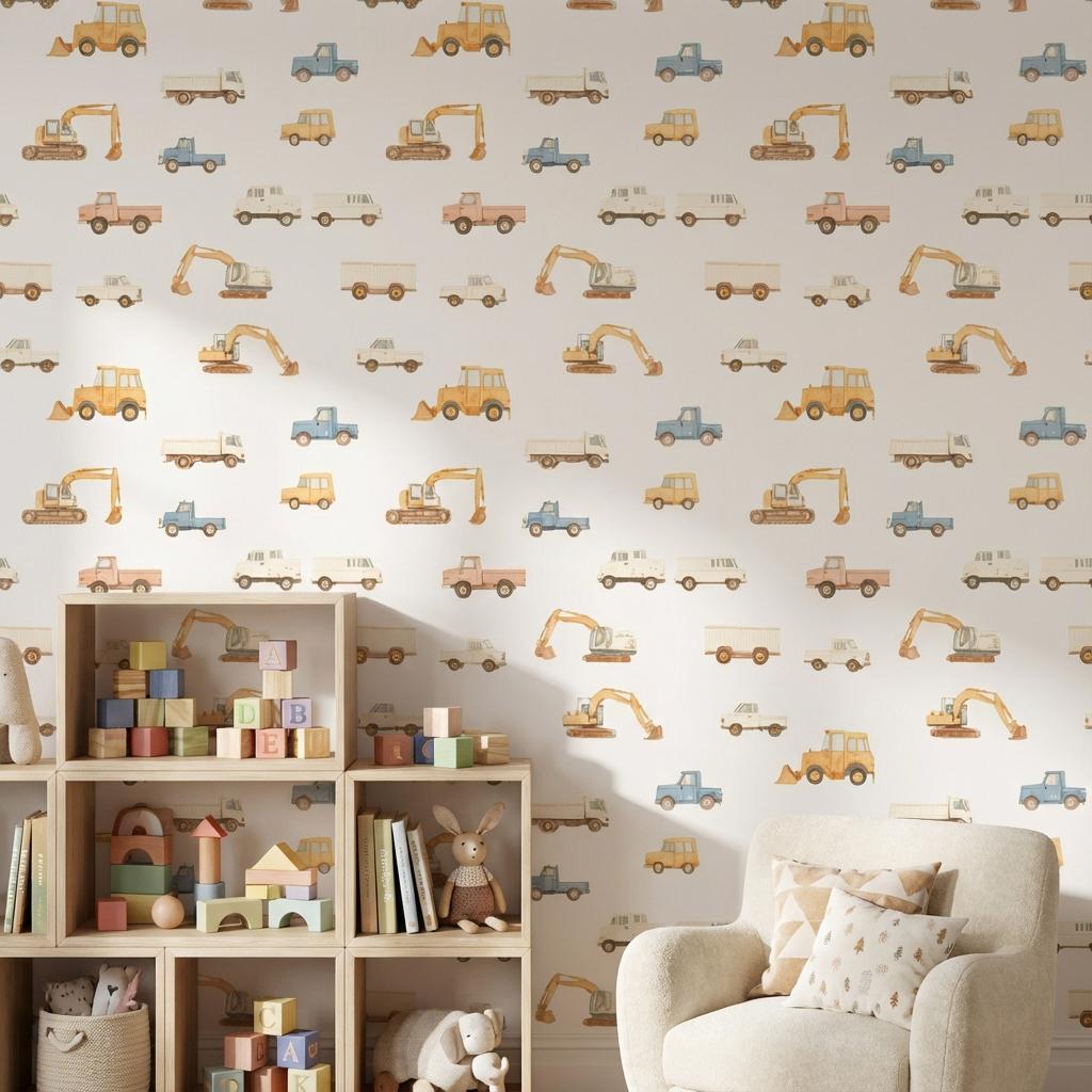 Construction Vehicles Wallpaper Trucks Excavators Wall Mural