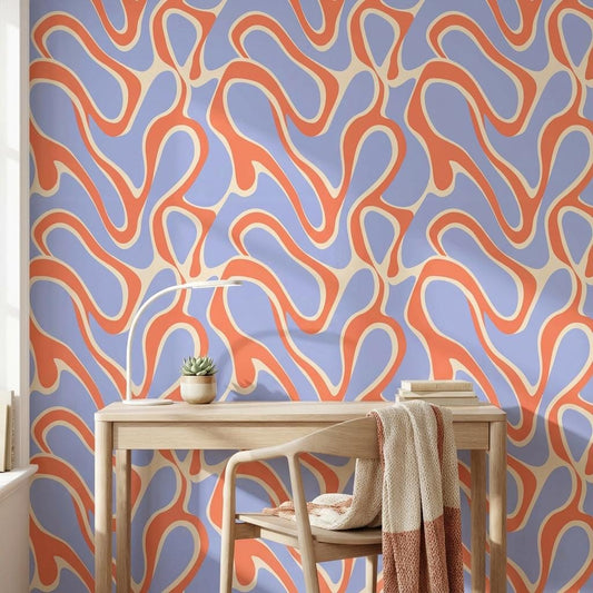Geometric Wallpaper Wavy Colorful Wall Mural