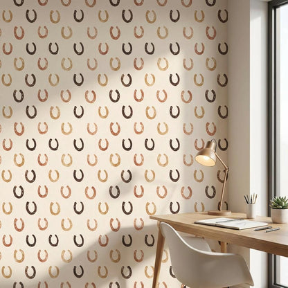 Horseshoe Wallpaper Geometric Beige Wall Mural