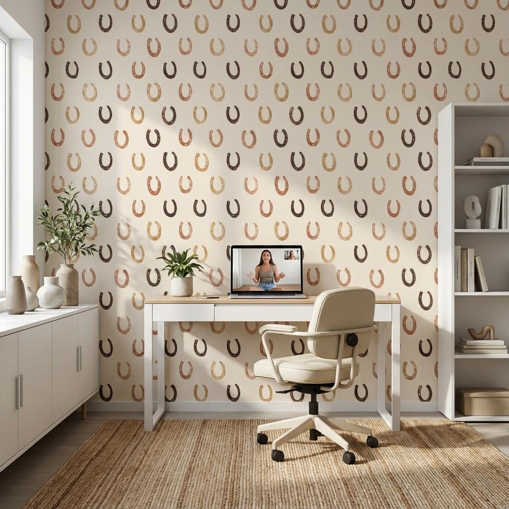 Horseshoe Wallpaper Geometric Beige Wall Mural