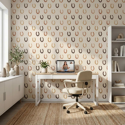 Horseshoe Wallpaper Geometric Beige Wall Mural