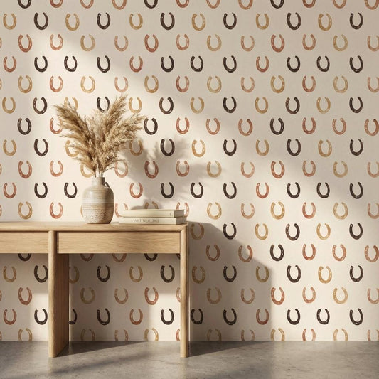 Horseshoe Wallpaper Geometric Beige Wall Mural
