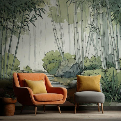 Tranquil Bamboo Forest Wall Mural - Zen Nature Peel and Stick Wallpaper