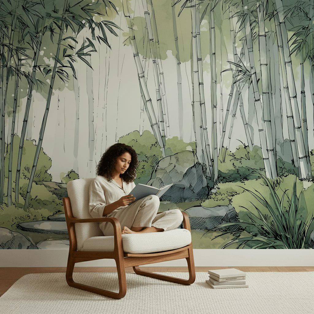 Tranquil Bamboo Forest Wall Mural - Zen Nature Peel and Stick Wallpaper