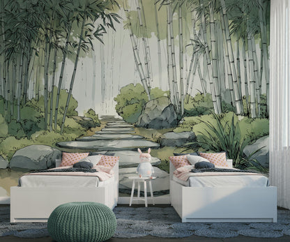Tranquil Bamboo Forest Wall Mural - Zen Nature Peel and Stick Wallpaper