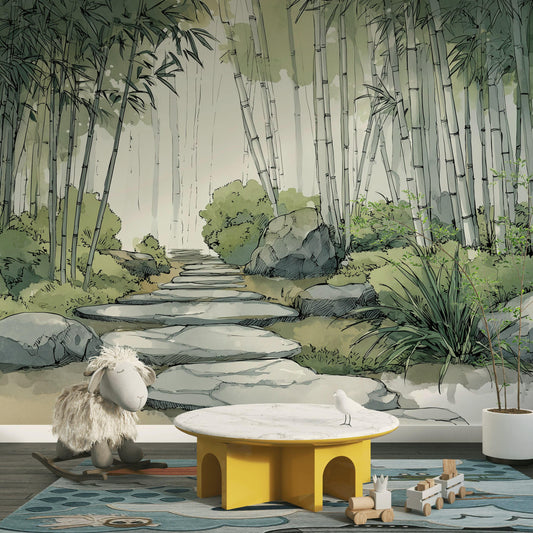 Tranquil Bamboo Forest Wall Mural - Zen Nature Peel and Stick Wallpaper