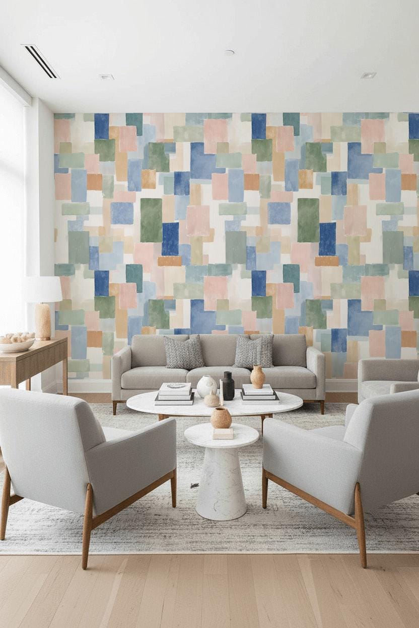 Abstract Pattern Wallpaper Modern Rectangles Wall Mural