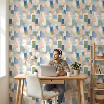 Abstract Pattern Wallpaper Modern Rectangles Wall Mural