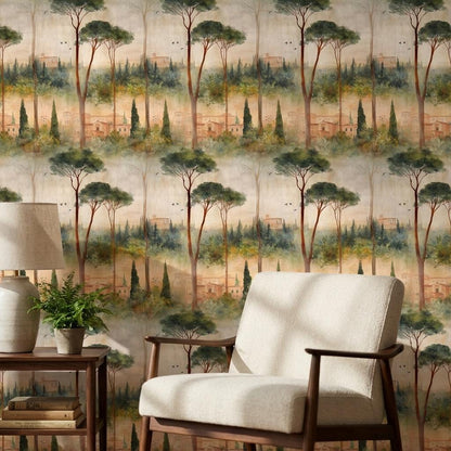 Mediterranean Landscape Wallpaper Greenery Architecture Wall Mural