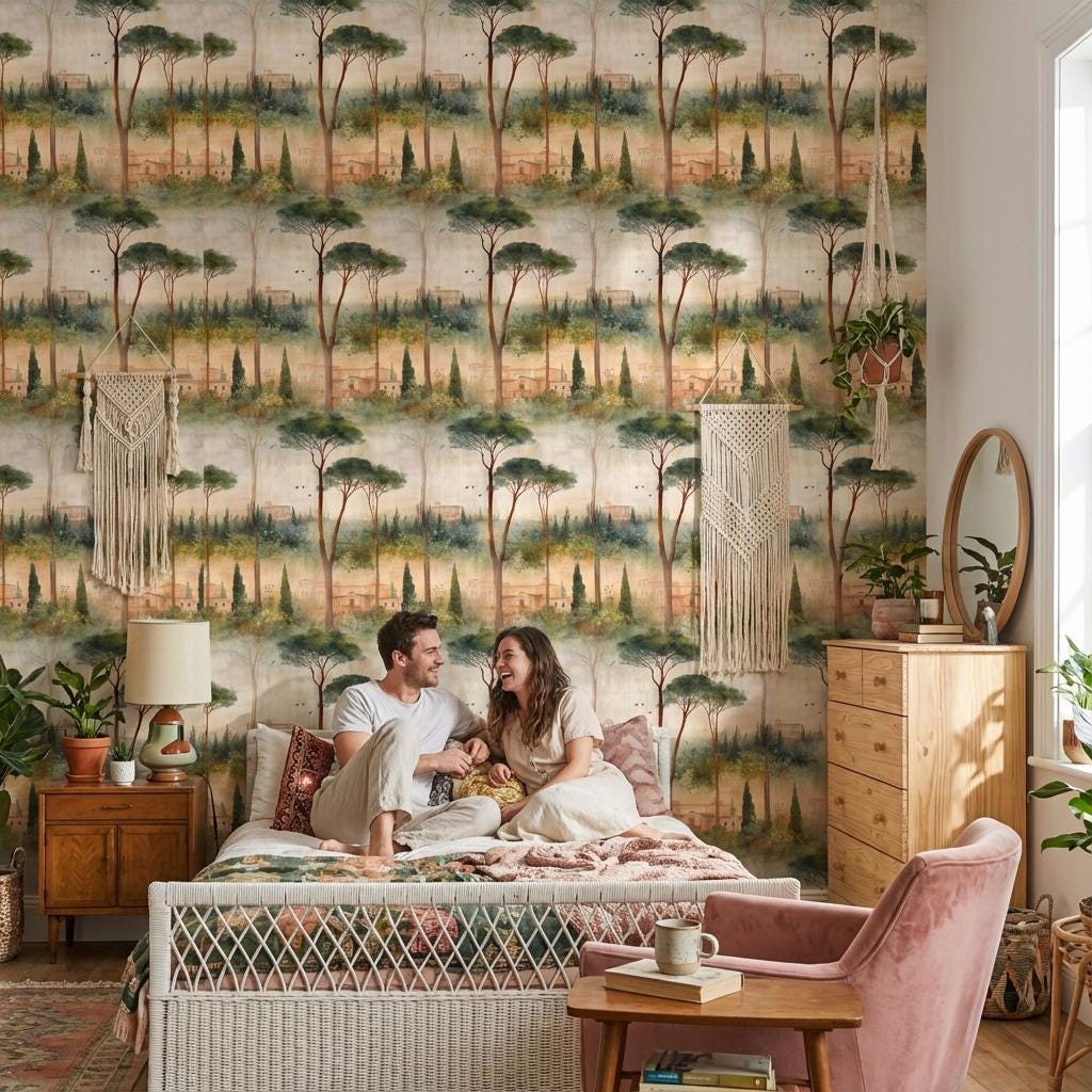 Mediterranean Landscape Wallpaper Greenery Architecture Wall Mural