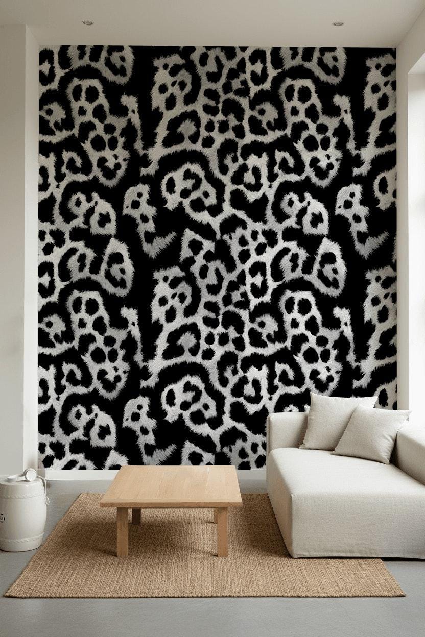 Solid Black Wallpaper Leopard Textured Wall Mural