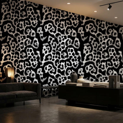 Solid Black Wallpaper Leopard Textured Wall Mural