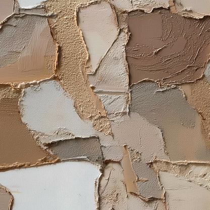 Modern Abstract Layered Wall Mural - Beige, Brown, and Cream Natural Peel and Stick Wallpaper