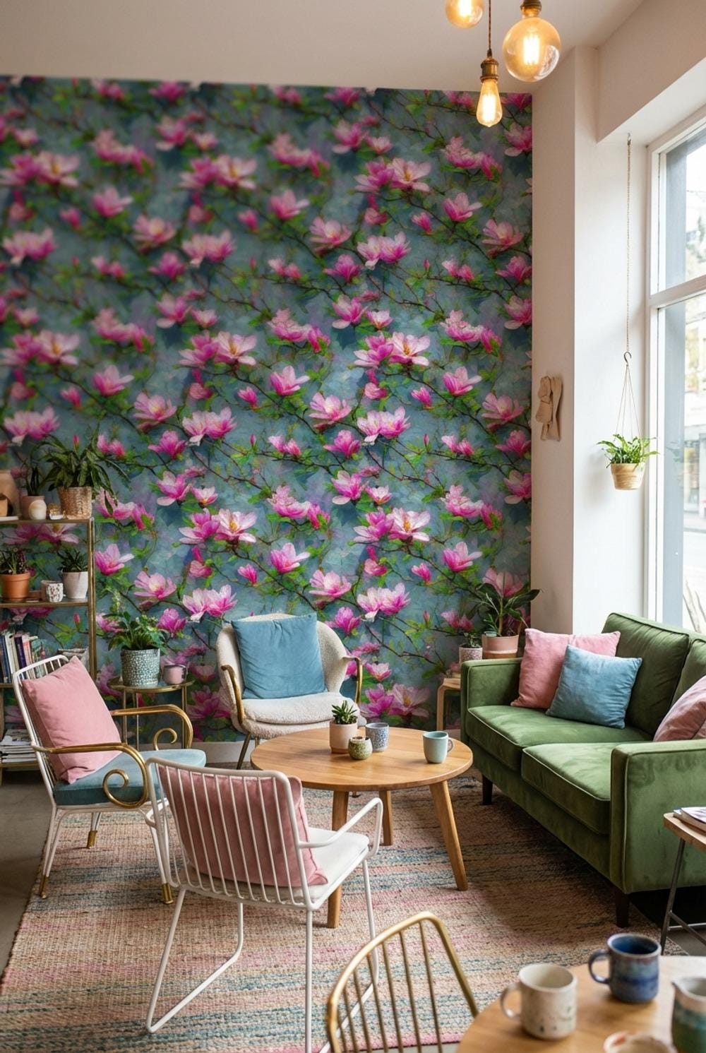 Magnolia Wallpaper Pink Abstract Wall Mural