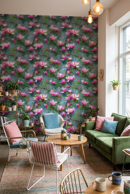 Magnolia Wallpaper Pink Abstract Wall Mural