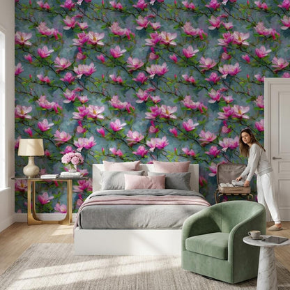 Magnolia Wallpaper Pink Abstract Wall Mural