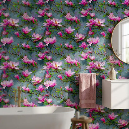 Magnolia Wallpaper Pink Abstract Wall Mural