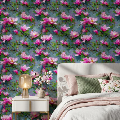 Magnolia Wallpaper Pink Abstract Wall Mural