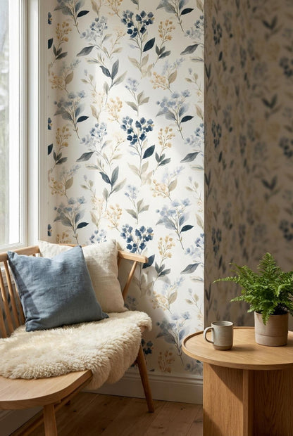 Floral Wallpaper Watercolor Modern Wall Mural