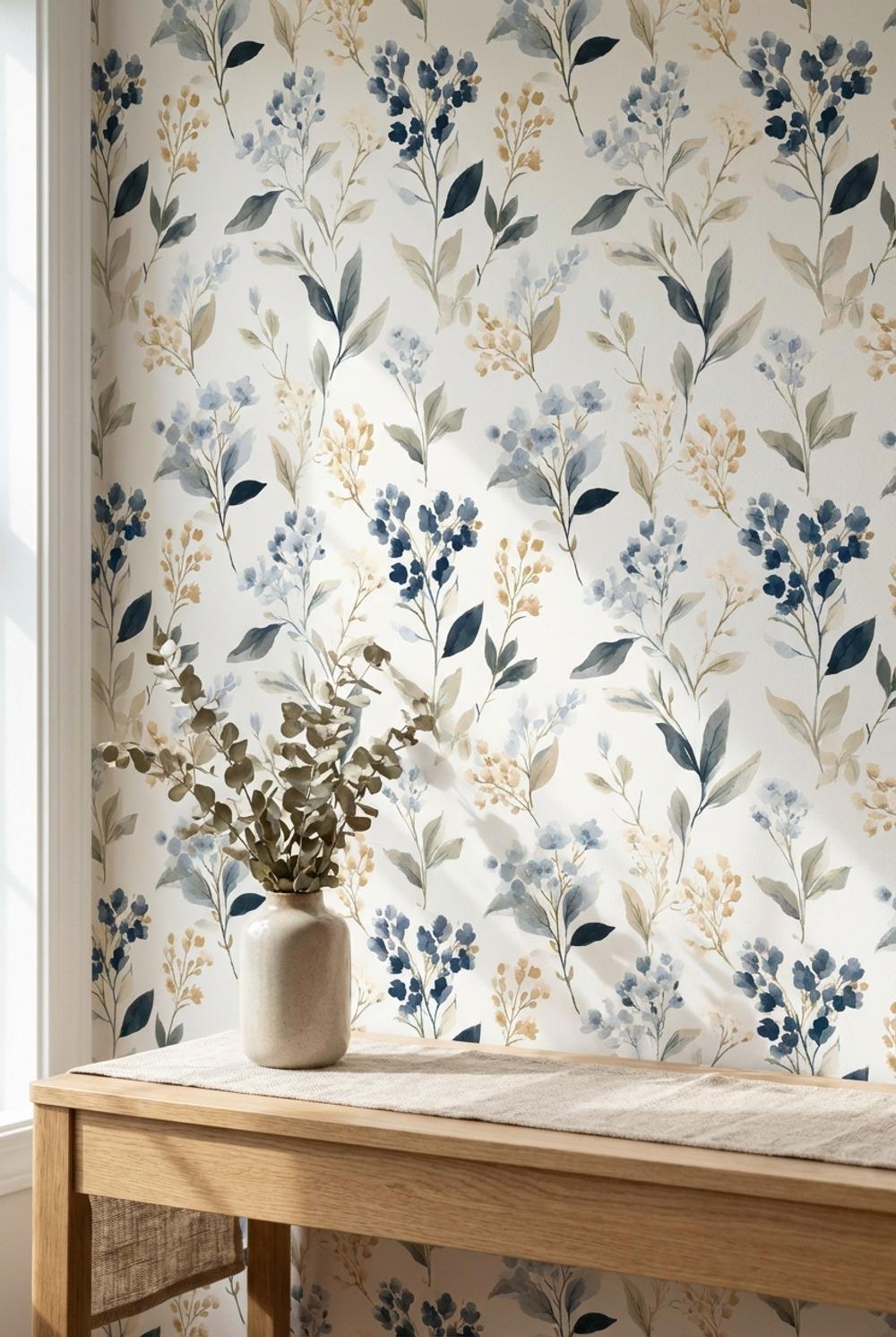 Floral Wallpaper Watercolor Modern Wall Mural