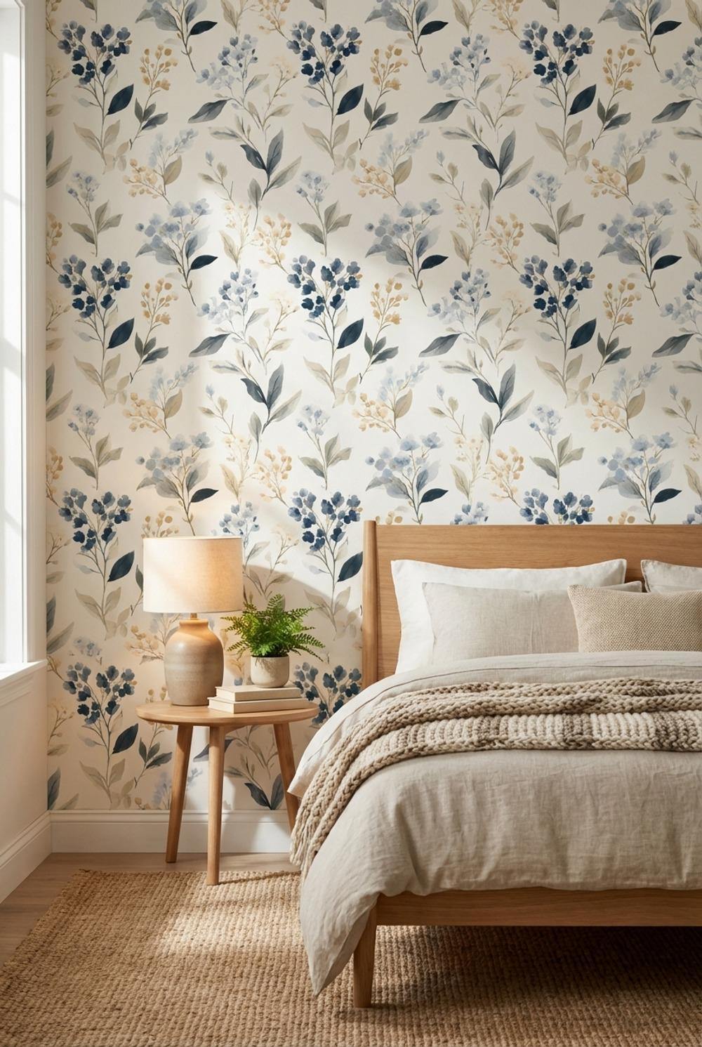 Floral Wallpaper Watercolor Modern Wall Mural